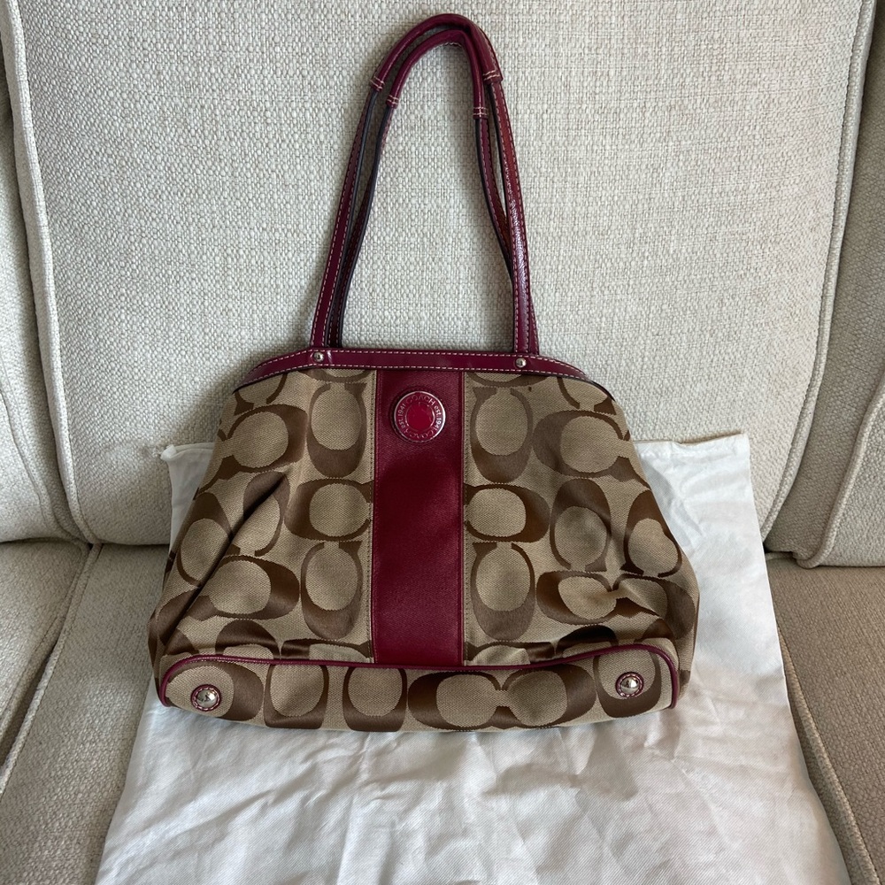 Coach Signature Stripe Shoulder Bag Purse